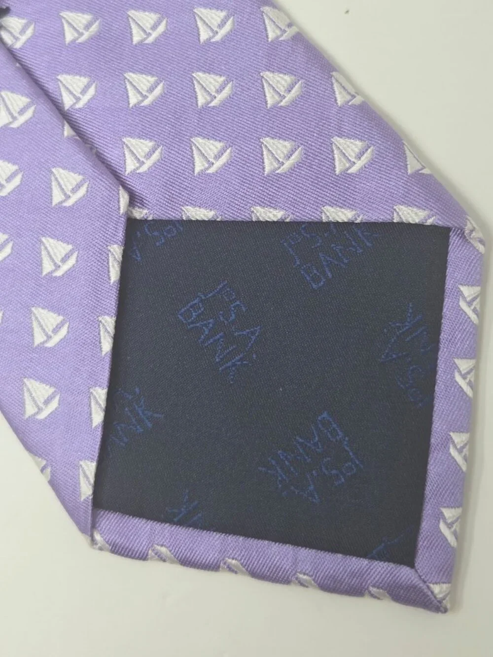 Jos A Bank 60 In Silk Necktie Purple White Sailboat Nautical Pattern Tie